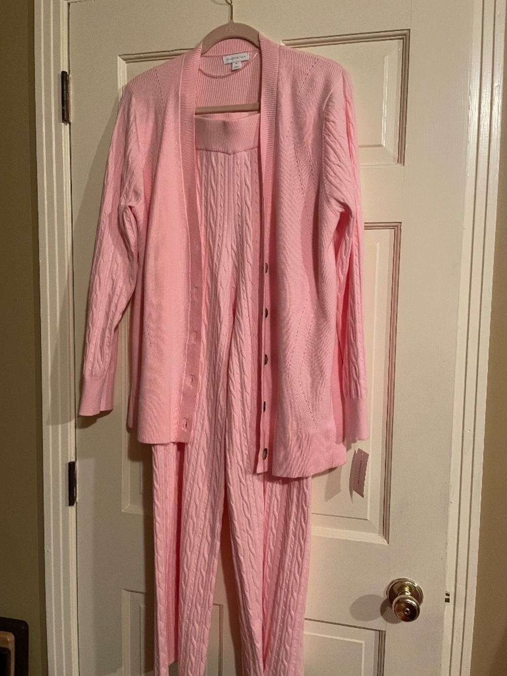 Pink pant & cardigan set